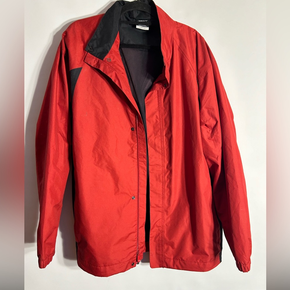 NIKE GOLF STORM-FIT RED AND BLACK ZIP UP WINDBREAKER JACKET MENS SIZE XL